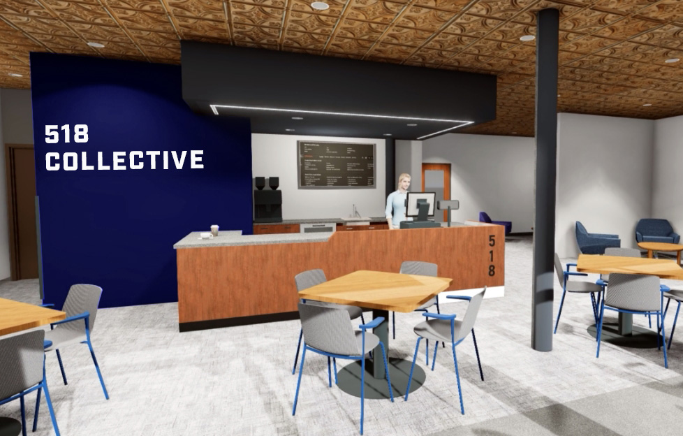 518 Collective lobby with chairs and tables.